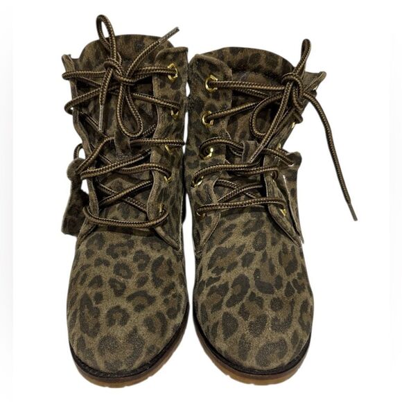 Bronx Leopard Print Combat Boots EUC - Picture 1 of 6